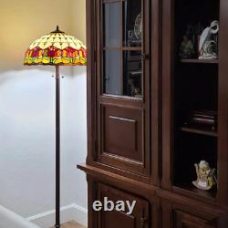 Lamp Floor Tiffany Glass Stained Mosaic Tall Flower Tulip Bronze Standing Light