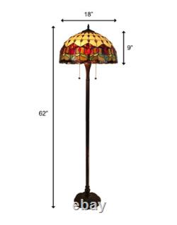 Lamp Floor Tiffany Glass Stained Mosaic Tall Flower Tulip Bronze Standing Light