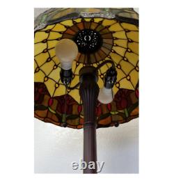 Lamp Floor Tiffany Glass Stained Mosaic Tall Flower Tulip Bronze Standing Light