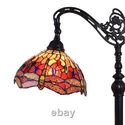 Lamp Floor Tiffany Glass Stained Vintage Tall Arched Bronze Standing Light Glam
