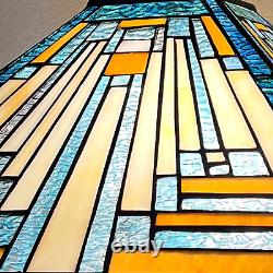 Lamp Floor Tiffany Mission Style Stained Glass Vintage Light Antique(Amber Blue)