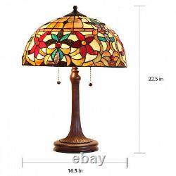 (Lamp Set) Tiffany Style Stained Glass Table Lamp and Floor Lamp Accent Reading