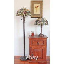 Lamp Set Tiffany Style Stained Glass Table Lamp and Floor Lamp Accent Reading