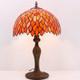 Lamp Stained Glass Table Lamp Red Wisteria Style Desk Bedside Reading Light