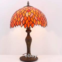 Lamp Stained Glass Table Lamp Red Wisteria Style Desk Bedside Reading Light