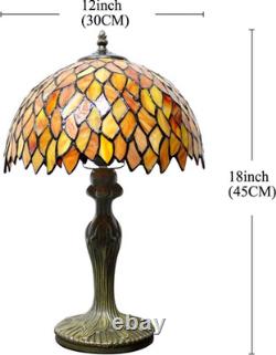 Lamp Stained Glass Table Lamp Red Wisteria Style Desk Bedside Reading Light