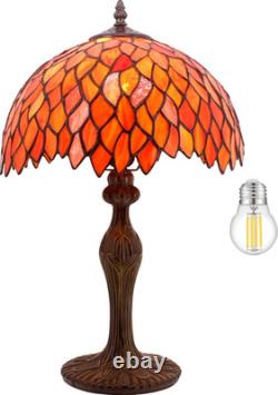 Lamp Stained Glass Table Lamp Red Wisteria Style Desk Bedside Reading Light