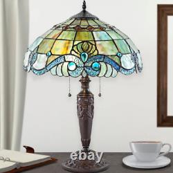 Lamp Tiffany Antiqued Style Table Stained Glass Vintage Shade Light Desk Accent