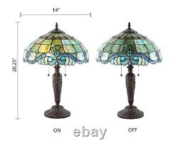 Lamp Tiffany Antiqued Style Table Stained Glass Vintage Shade Light Desk Accent