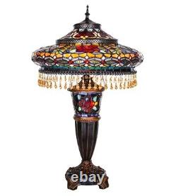 Lamp Tiffany Style 34 Cabochon Glamorous Glass Stained Table Antiqued Light Desk