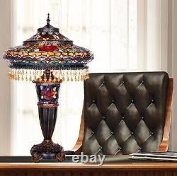 Lamp Tiffany Style 34 Cabochon Glamorous Glass Stained Table Antiqued Light Desk