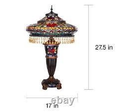 Lamp Tiffany Style 34 Cabochon Glamorous Glass Stained Table Antiqued Light Desk