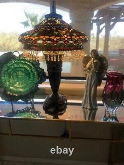 Lamp Tiffany Style 34 Cabochon Glamorous Glass Stained Table Antiqued Light Desk