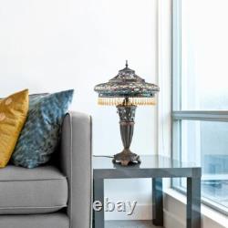 Lamp Tiffany Style Cabochon Glamorous Glass Stained Table Accent Light Colorful