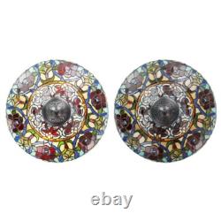 Lamp Tiffany Style Cabochon Glamorous Glass Stained Table Accent Light Colorful