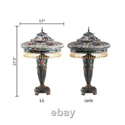 Lamp Tiffany Style Cabochon Glamorous Glass Stained Table Accent Light Colorful