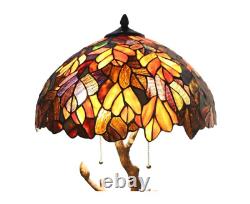 Lamp Tiffany Style Glass Stained Shade Table Tree Trunk Desk Bed Room Side Brown