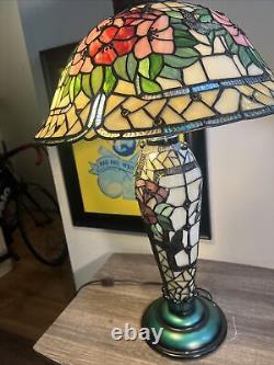 Lamp Tiffany Victorian Style Table Stained Glass Vintage Shade Light Butterfly