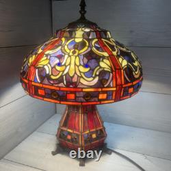 Lamp Tiffany Victorian Style Table Stained Glass Vintage Shade Light Desk 23