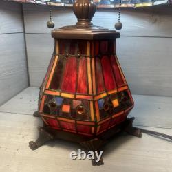 Lamp Tiffany Victorian Style Table Stained Glass Vintage Shade Light Desk 23