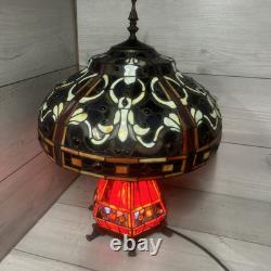 Lamp Tiffany Victorian Style Table Stained Glass Vintage Shade Light Desk 23