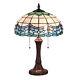 Lamp Tiffany Victorian Style Table Stained Glass Vintage Shade Light Desk Blue