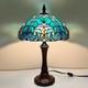 Lamp Tiffany Victorian Style Table Stained Glass Vintage Shade Light Desk Blue