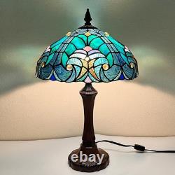 Lamp Tiffany Victorian Style Table Stained Glass Vintage Shade Light Desk Blue