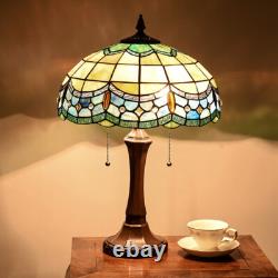 Lamp Tiffany Victorian Style Table Stained Glass Vintage Shade Light Desk Blue