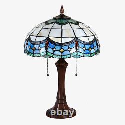 Lamp Tiffany Victorian Style Table Stained Glass Vintage Shade Light Desk Blue