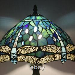 Lamp Tiffany Victorian Style Table Stained Glass Vintage Shade Light Desk Blue