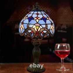 Lamp Tiffany Victorian Style Table Stained Glass Vintage Shade Light Desk Blue