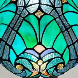 Lamp Tiffany Victorian Style Table Stained Glass Vintage Shade Light Desk Blue