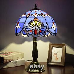 Lamp Tiffany Victorian Style Table Stained Glass Vintage Shade Light Desk Blue