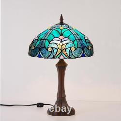 Lamp Tiffany Victorian Style Table Stained Glass Vintage Shade Light Desk Blue
