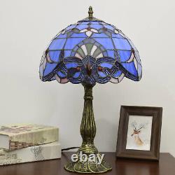 Lamp Tiffany Victorian Style Table Stained Glass Vintage Shade Light Desk Blue