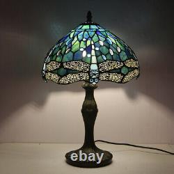 Lamp Tiffany Victorian Style Table Stained Glass Vintage Shade Light Desk Blue