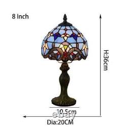 Lamp Tiffany Victorian Style Table Stained Glass Vintage Shade Light Desk Blue