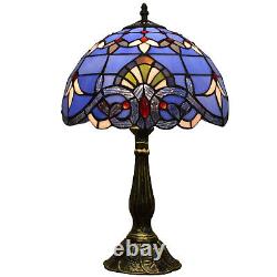 Lamp Tiffany Victorian Style Table Stained Glass Vintage Shade Light Desk Blue