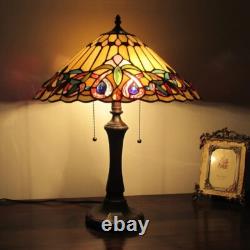 Lamp Tiffany Victorian Style Table Stained Glass Vintage Shade Light Desk Yellow