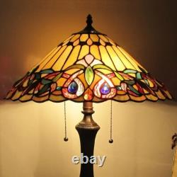 Lamp Tiffany Victorian Style Table Stained Glass Vintage Shade Light Desk Yellow