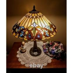 Lamp Tiffany Victorian Style Table Stained Glass Vintage Shade Light Desk Yellow