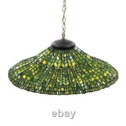 Large 2-foot Gorgeous Tiffany-style Leaded Hanging Lamp Green Slag