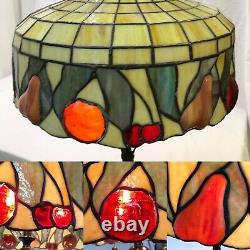 Large 20 Antique Vtg Arts & Crafts Leaded Slag Stained Glass Lamp Shade, Fruit