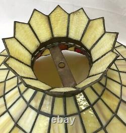 Large 20 Antique Vtg Arts & Crafts Leaded Slag Stained Glass Lamp Shade, Fruit