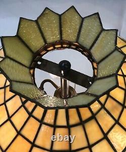 Large 20 Antique Vtg Arts & Crafts Leaded Slag Stained Glass Lamp Shade, Fruit