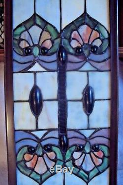 Large 24 Tiffany Style Stained Glass Floor Table Lamp Piller Tower Plant Stand