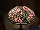 Large Antique Or Vintage Leaded Stained Glass Lamp Peony Pattern