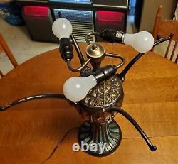 Large Meyda Custom Stained Glass TIFFANY Table Lamp 37946 Hanging Head Dragonfly