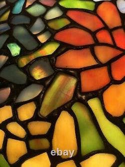 Large Spectacular Stained Glass Floral Tiffany Style Lamp